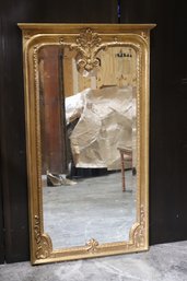 Vintage French Gilded Wood Wall Mirror Approx. 29.5 X 51 Inches