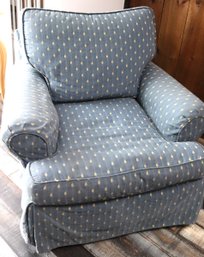 Club Chair With Slipcover By Distinction, Muslin Fabric Underneath Ready For New Fabric