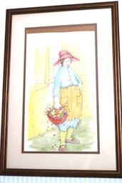 Framed Print Of A Lady With A Flower Basket