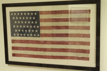 Rendition Of An Older American Flag Dcor Made From Fabric That Measures Approx 41.5 X 27 Inches