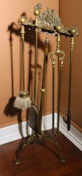 Vintage Brass Fireplace Tool Set With Camel Figural Accent