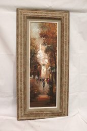 Signed Painting Of A European Street Scene