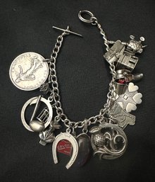 Sterling Silver Loaded 8 Inch Charm Bracelet