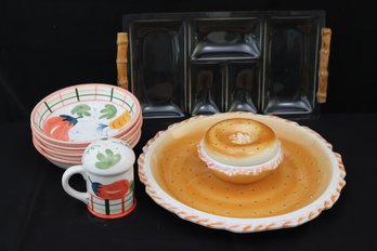 Includes A Bagel Serving Platter By Bazars INC, 4- Piece Bowl Set With Shaker And Plastic Serving Tray