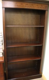 Vintage Inlaid Sheraton Revival Style Wood Bookcase