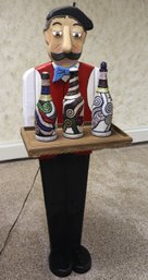 Vintage Hand Painted Bar Butler With 3 Decorative Beaded Bottles