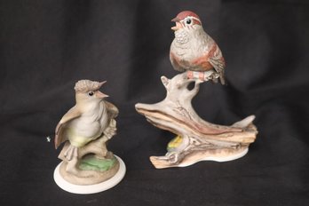 Two Boehm Porcelain Birds, - Sparrow On Branch And Flycatcher