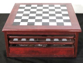 Fun Game Box With 4 Board Games & Playing Pieces Including Chess, Checkers & Chutes & Ladders