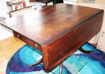 Vintage Drop Leaf Table Dining Table, Some Age-Appropriate Surface Wear As Pictured,