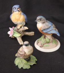 Two Boehm Porcelain Birds And A Kaiser Porcelain Bird Figurine.
