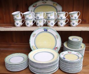 A Large Set Villeroy And Boch French Garden Dinnerware With Mix And Match Plates.
