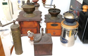 Collection Of Coffee Grinders Includes Some Vintage Pieces As Pictured, Danesi Caffe & Brass Pepper Grind
