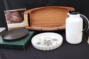 Includes A WMF Thermos From Germany, Port Merion Platter, Longer Wood Serving Tray By Carabao And Cake Pan