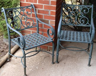 Pair Of Ornate Cast Aluminum Patio Chairs