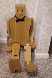 Tall, Vintage Artistic With Wooden Man With Joined Parts