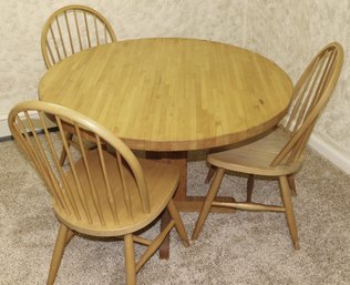 Round Butcher Block, Dining Table 3 Windsor Chairs