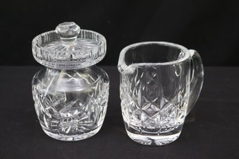 Waterford Crystal Sugar Dish With Lid And Creamer Pitcher