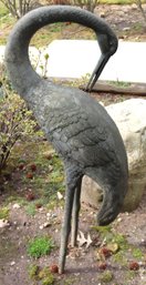 Heavy Cast Metal Egret Statue/fountain 38 Inches Tall