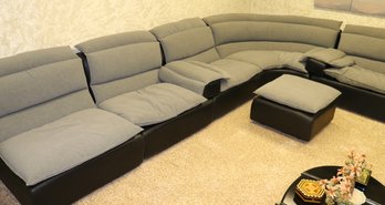 Comfortable Contemporary Curved Five-piece, Sectional Sofa With Ottoman