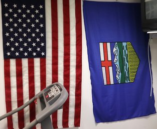 American And Alberta Canada Flags Approximate 60 X 34 Inches