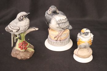 Three Baby Boehm Collectable Bird Figurines With Warbler And More.