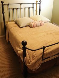 Pottery Barn Cast Wrought Aluminum Full Size Bed Frame W Mattress & Bedding Includes Thro Blanket By Mario