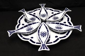 Tapas Porcelain Set In Blue, By Sargadelos Spain.