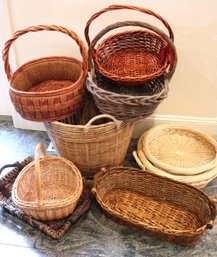 Collection Of Woven Wicker Baskets Includes Assorted Sizes