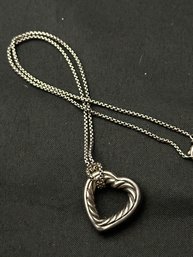David Yurman 925/18k Open Heart Cable Pendant Necklace