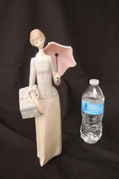 Lladro Porcelain Figurine Of Lady With Umbrella