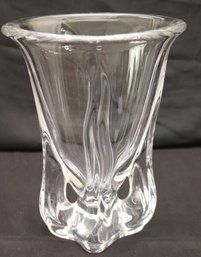 A Vintage Vaunes French Crystal Vase In A Lily Shaped Form.