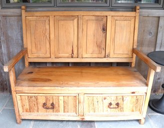 Pine Wood Bench With Storage On The Bottom