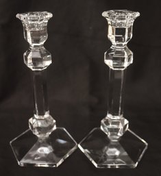 Val St. Lambert Crystal Candle Holders.
