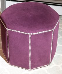 Mitchell Gold Purple Velvet Octagonal Stool With Silver Color Nail Heads.
