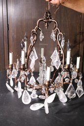 Ornate Vintage Chandelier With Hanging Crystals Approx. 18 X 24 Inches