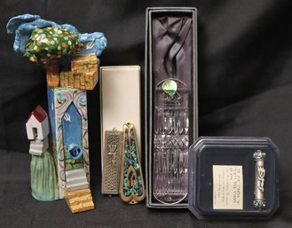 Mezuzah Collection, Sterling Piece Made In Israel, Meir Cohen, Brass Piece And Waterford Crystal, Lipnick 1989