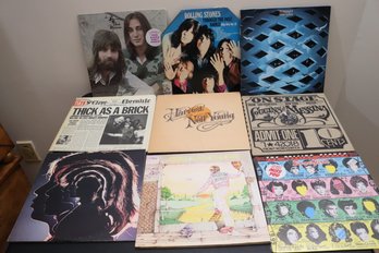 Lot Of 9 Record Albums With The Rolling Stones Elton John, Jethro Tull Neil  Young
