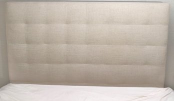West Elm Grid Tufted Queen Headboard In Off White Lightly Textured Fabric.