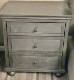 Contemporary Gray Painted Nightstand, With Three Drawers.