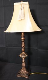 Vintage Decorative Tassel Table Lamp With Bronze Tone Stand