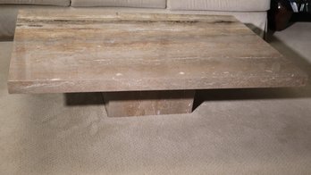 Rob And Stucky Walnut Travertine Marble Veneer Coffee Table Made In Italy