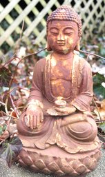 Vintage Cast Metal Buddha Garden Statue