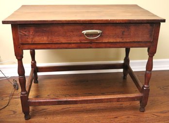 19th Century American Tavern Table With Quality Tongue And Groove Craftsmanship