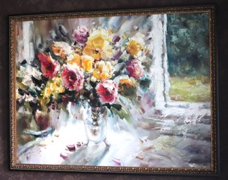 Large Floral Giclee In An Ornate Frame