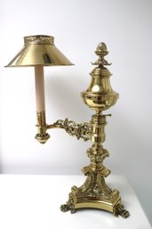 French Gothic Revival Brass Argand One Arm Lamp.