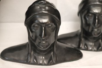 Pair Of Burnished Metal Dante Figural Bookends