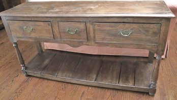 Antique Rustic Wood Console With Quality Tongue And Groove Craftsmanship
