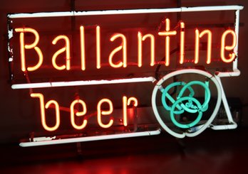 Vintage Ballantine Beer Neon Sign With Pull Chain