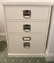 White Laminated 3 Drawer Cabinet With File Drawer.
