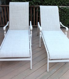 Pair Of Agio Cast Aluminum Outdoor Patio Lounge Chairs